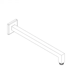 Square curved shower arm 22x22 mm // L. 350 mm, Techno collection by Aquaelite