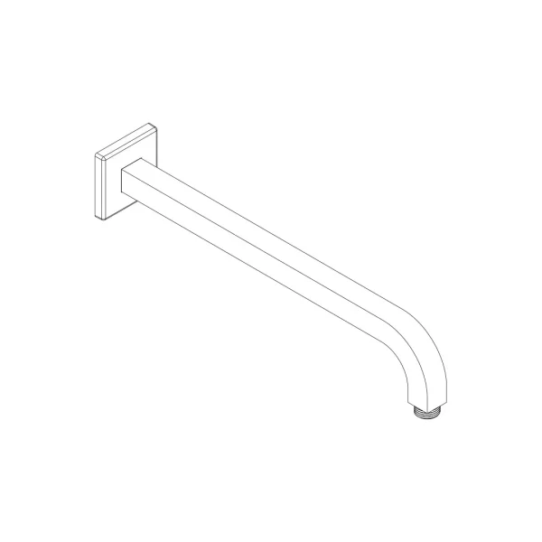 Square curved shower arm 22x22 mm // L. 450 mm, Techno collection by Aquaelite