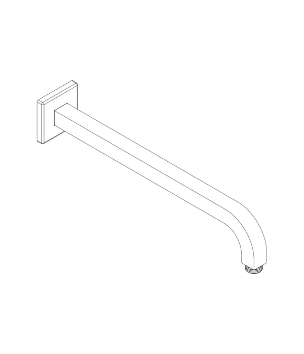 Braccio doccia da parete 22x22 con raggio mm L. 350 mm serie Techno by Aquaelite