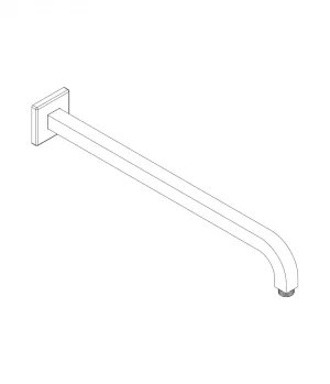Square curved shower arm 22x22 mm // L. 450 mm, Techno collection by Aquaelite