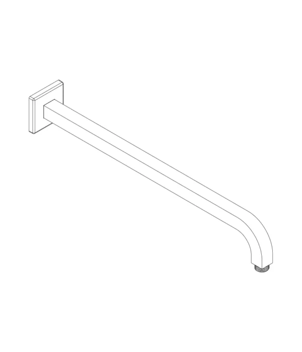 Braccio doccia da parete 22x22 con raggio mm L. 450 mm, serie Techno by Aquaelite