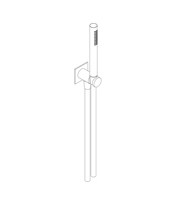 Shower set with wall elbow and shower holder for round stainless steel handshower, stainless steel 316L, Aquaelite