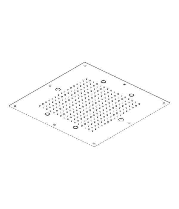 Soffione a incasso a controsoffitto 500x500 mm, serie Techno by Aquaelite
