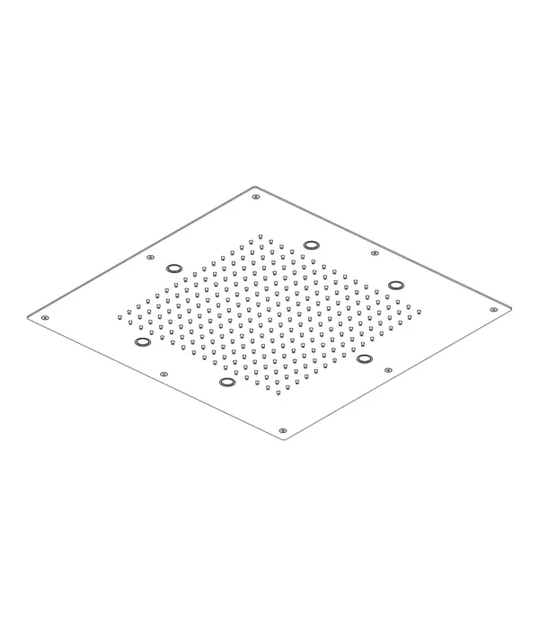 Soffione a incasso a controsoffitto 500x500 mm, serie Techno by Aquaelite