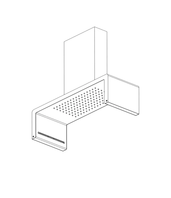 Soffione a soffitto 554x202 mm, Braccio a soffitto 400 mm, serie Club by Aquaelite