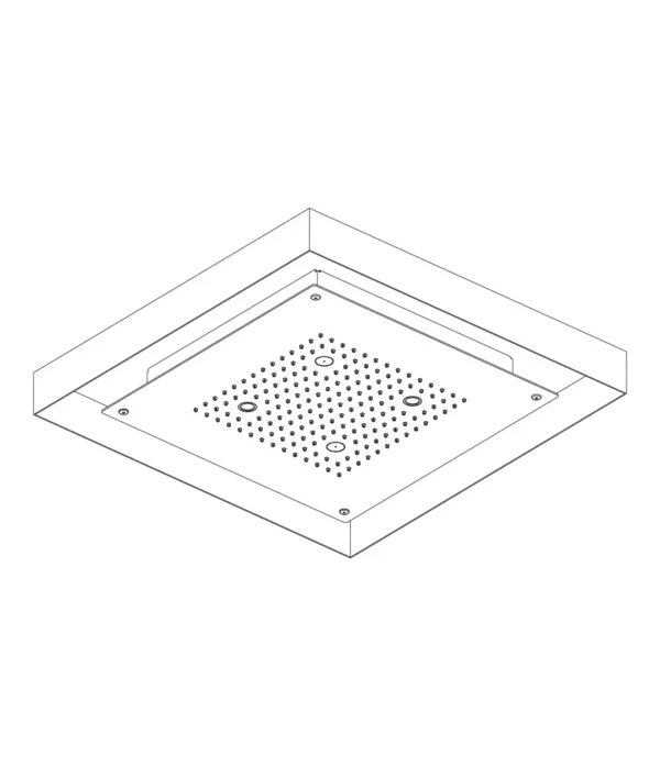 Soffione a incasso a controsoffitto 520x520 mm, serie Modula by Aquaelite