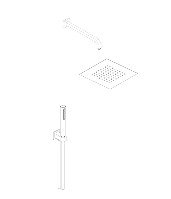 Kit soffione 250x250 mm acciaio inox Braccio doccia 350 mm Set doccia quadro con doccia in ottone by Aquaelite