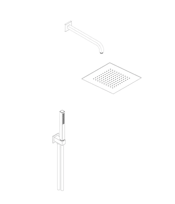 Kit soffione 300x300 mm acciaio inox Braccio doccia 350 mm Set doccia quadro con doccia in ottone by Aquaelite