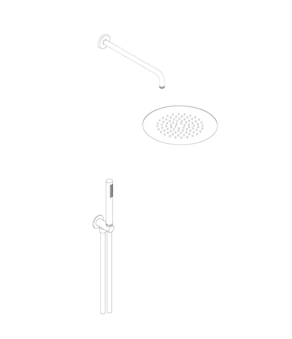 Kit soffione ø 250 mm acciaio inox Braccio doccia 350 mm Set doccia tondo con doccia in ottone by Aquaelite