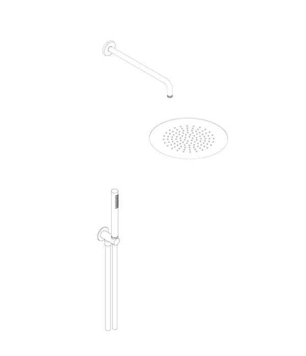 Kit soffione ø 300 mm acciaio inox Braccio doccia 350 mm Set doccia tondo con doccia in ottone by Aquaelite