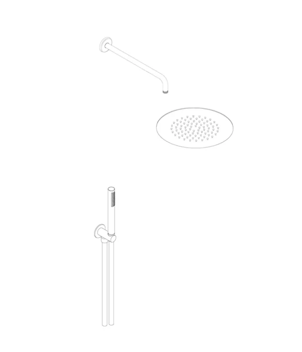 Kit soffione ø 250 mm acciaio inox Braccio doccia 350 mm Set doccia tondo con doccia in ABS by Aquaelite