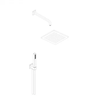 Shower kit 250x250 mm ABS 350 mm shower arm ABS square hand shower set by Aquaelite