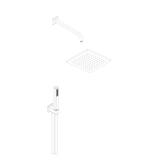 Kit soffione 250x250 mm ABS Braccio doccia 350 mm Set doccia quadro con doccia in ABS by Aquaelite