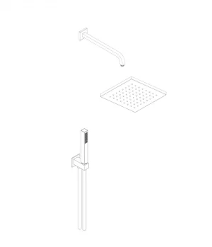 Shower kit 200x200 mm ABS 350 mm shower arm ABS square hand shower set by Aquaelite