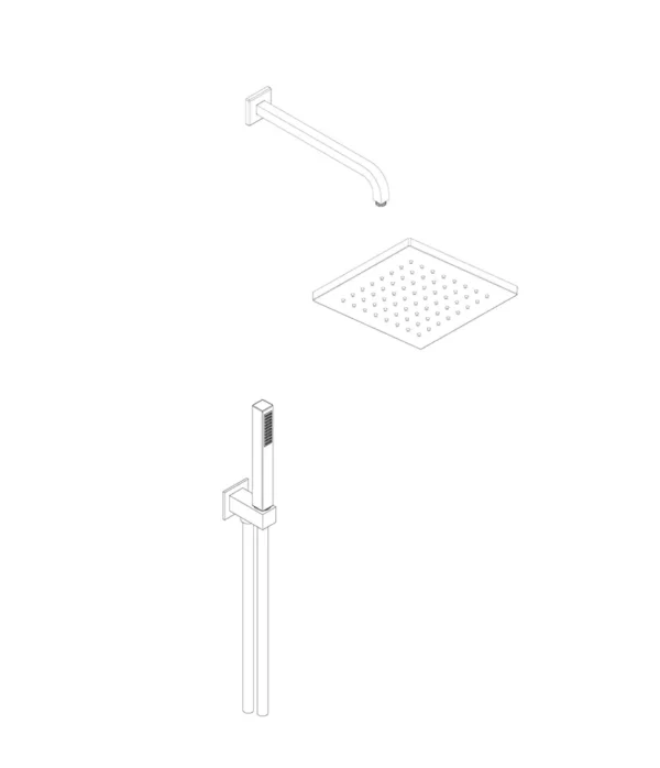 Kit soffione 200x200 mm ABS Braccio doccia 350 mm Set doccia quadro con doccia in ABS by Aquaelite
