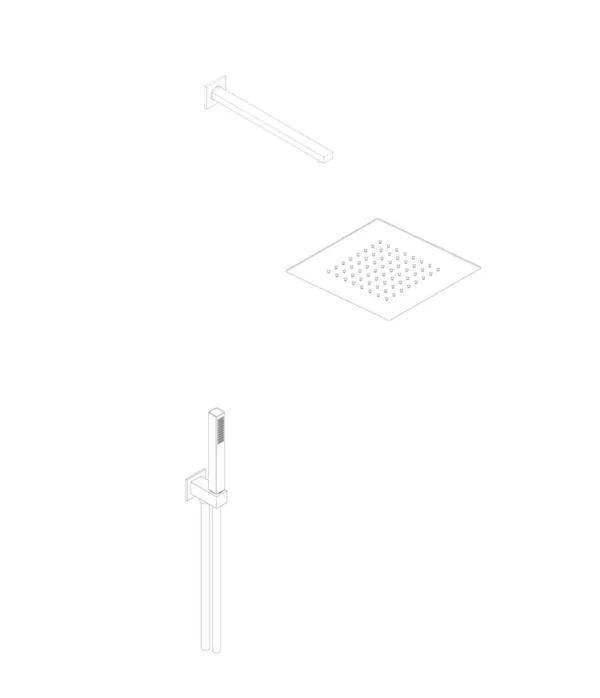 Kit soffione 250x250 mm acciaio inox Braccio doccia 350 mm Set doccia quadro con doccia in ottone by Aquaelite