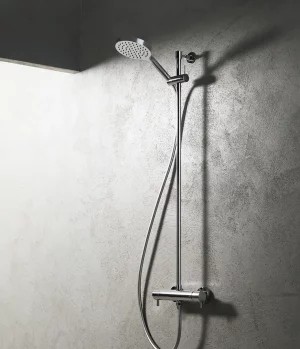 Shower column with thermostatic mixer with 3 functions ABS hand shower ø 140 mm PVC flexible hose 150 cm by Aquaelite