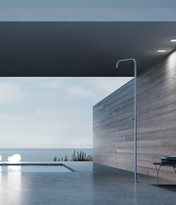 Freestanding shower column ø 35 mm, metal inox 316l, by Aquaelite