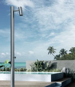 Freestanding shower column, stainless steel 316L, by Aquaelite