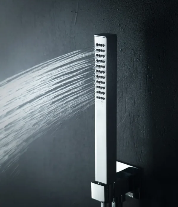 Set doccia con presa acqua e supporto per doccetta quadrata ottone - immagine 3