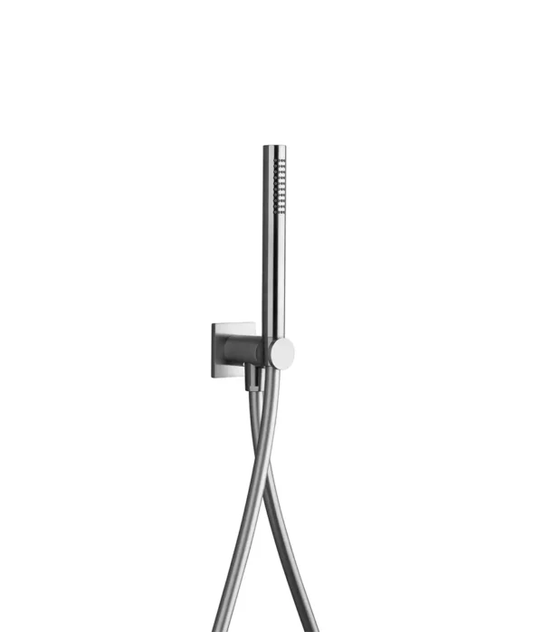 Shower set with wall elbow and shower holder for round stainless steel handshower, stainless steel 316L, Aquaelite