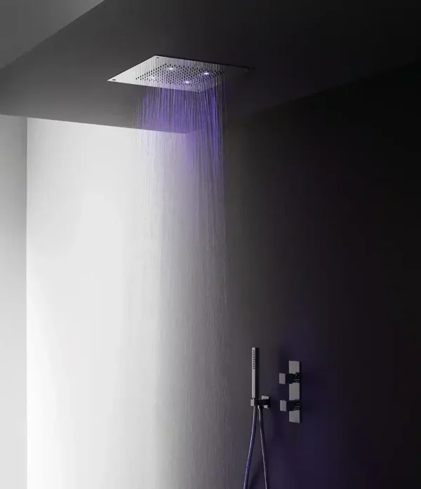 Soffione a incasso a controsoffitto 500x500 mm, serie Techno by Aquaelite