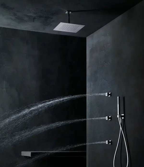 serie Techno, soffione a pioggia, getto laterale snodato 40x40 mm SPA Home Aquaelite