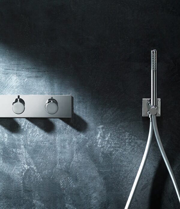 Set doccia con presa acqua e supporto per doccetta tonda ottone - immagine 6