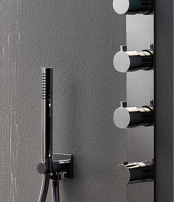 Set doccia con presa acqua e supporto per doccetta tonda ottone - immagine 7