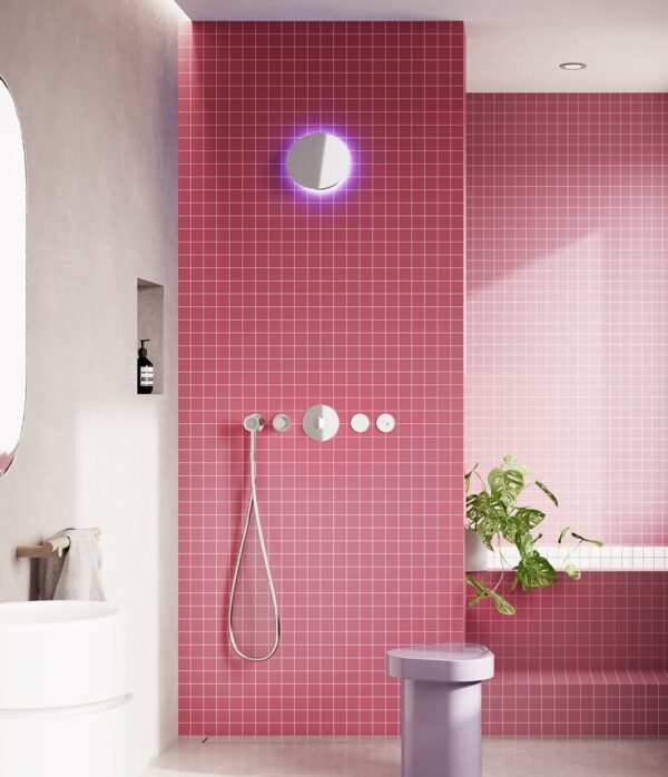 Halo spray shower head stainless steel with rgb neon and remote button - Image 3