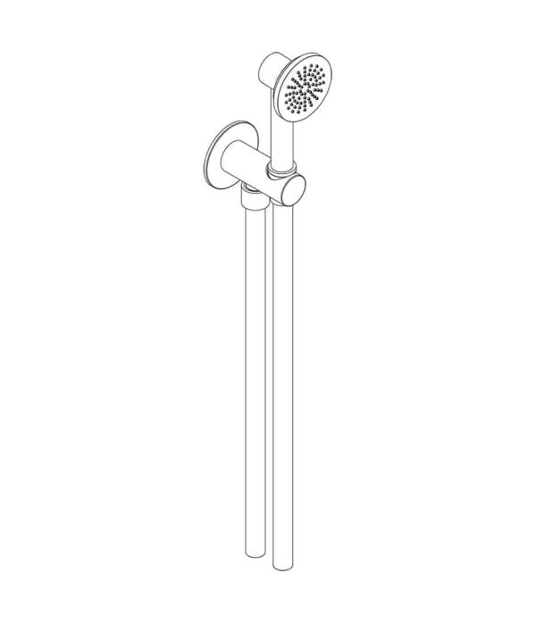 Set doccia con presa acqua e supporto per doccetta ø 60 mm tonda ottone