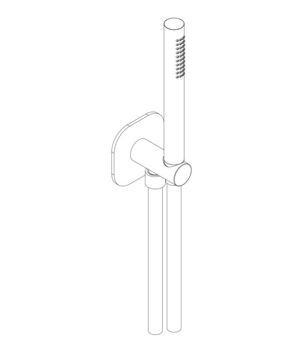 Shower set with wall elbow and shower holder for round brass handshower